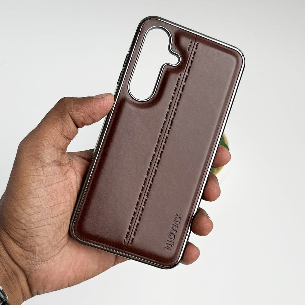 Samsung Galaxy S23 FE Middle Stitch PU Leather Side Chrome Case Cover