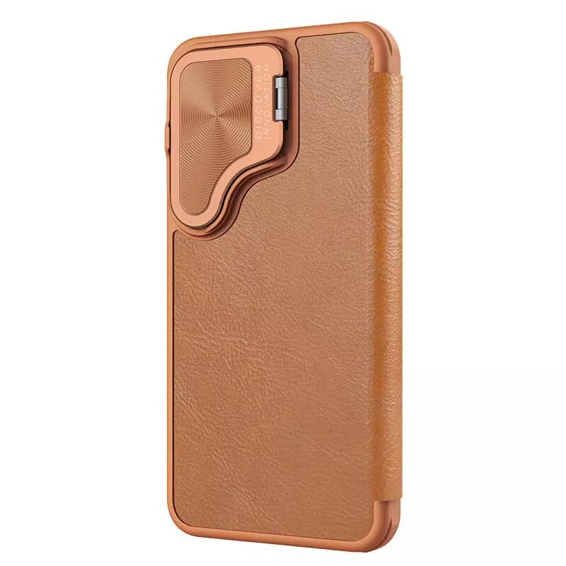 Samsung Galaxy S24 Nillkin Qin Prop Leather Case Cover Brown