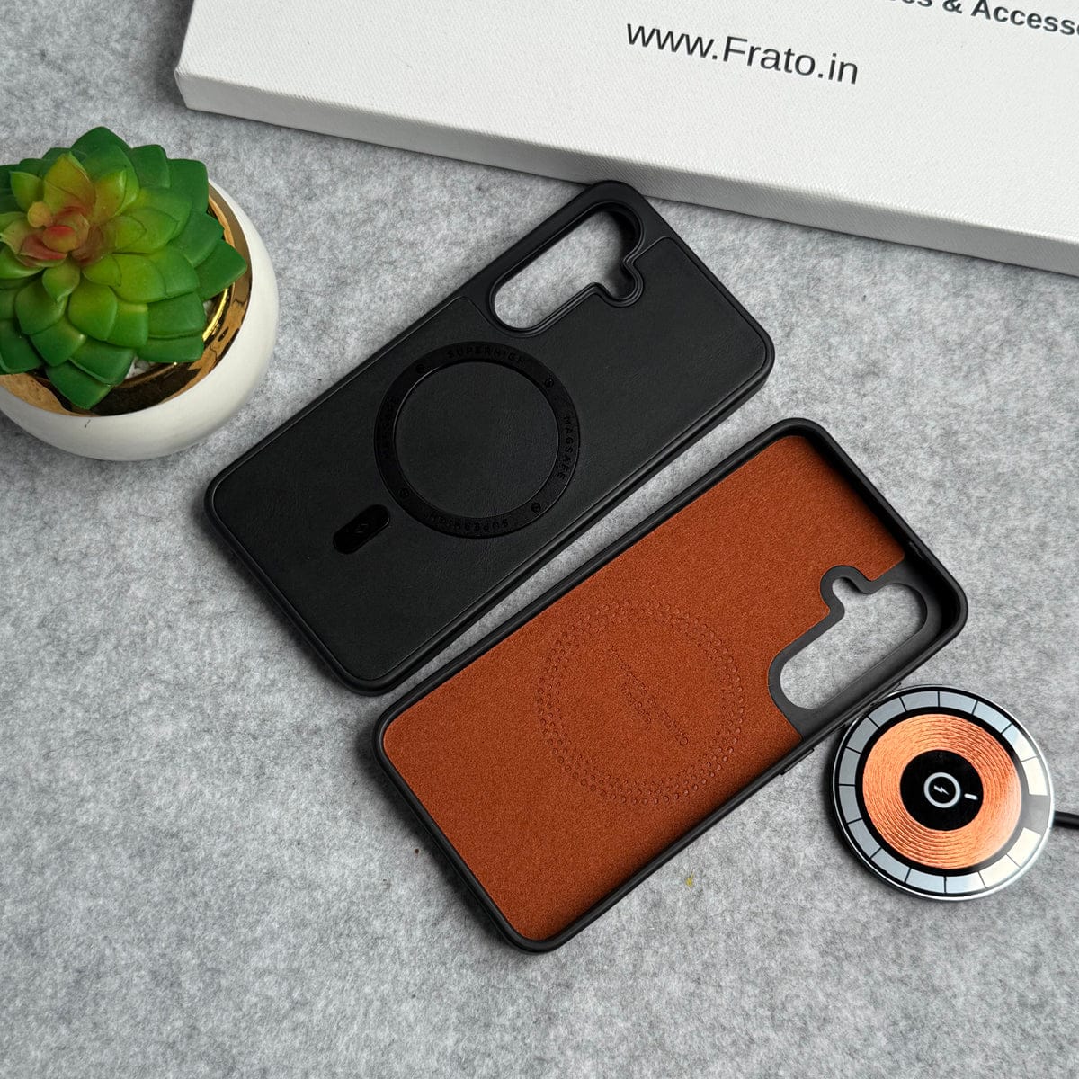 Samsung Galaxy S24 Premium PU Leather Metal MagSafe Ring Cover