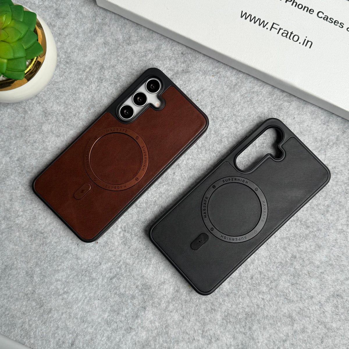 Samsung Galaxy S25FE Premium PU Leather Metal MagSafe Ring Cover