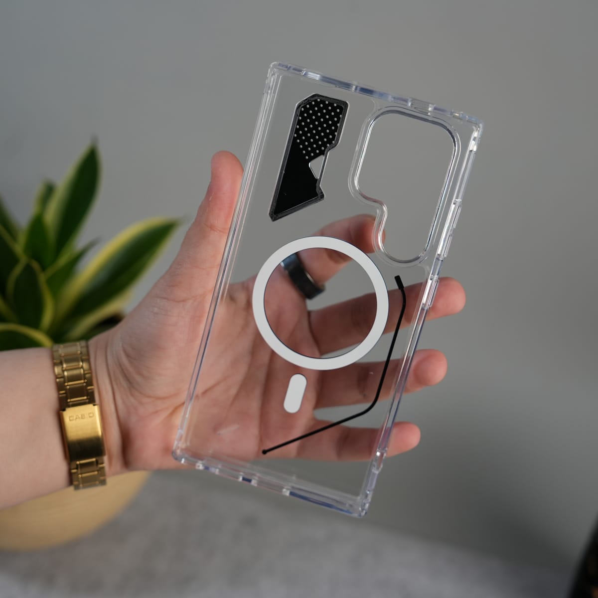 Galaxy S24 Ultra Clear MagSafe Case | Transparent Cover with Metal Grille Design