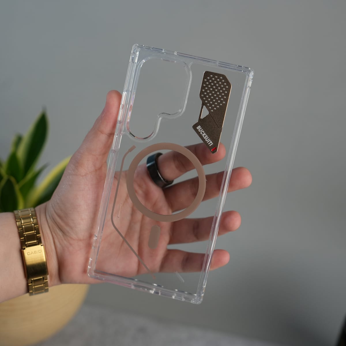 Galaxy S24 Ultra Clear MagSafe Case | Transparent Cover with Metal Grille Design