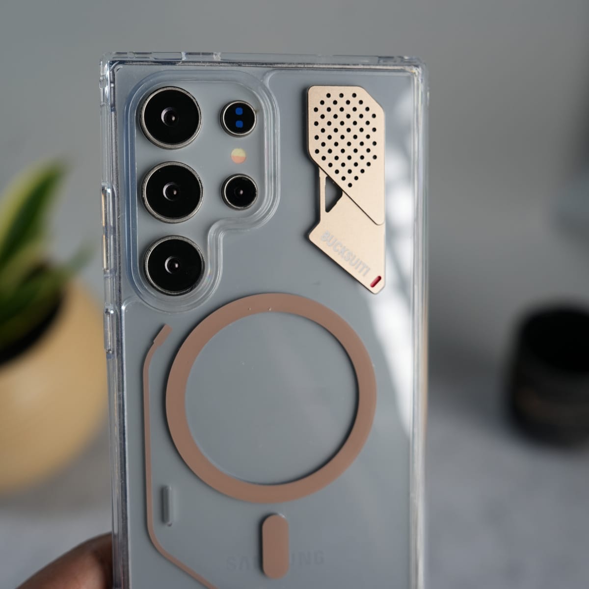 Galaxy S24 Ultra Clear MagSafe Case | Transparent Cover with Metal Grille Design