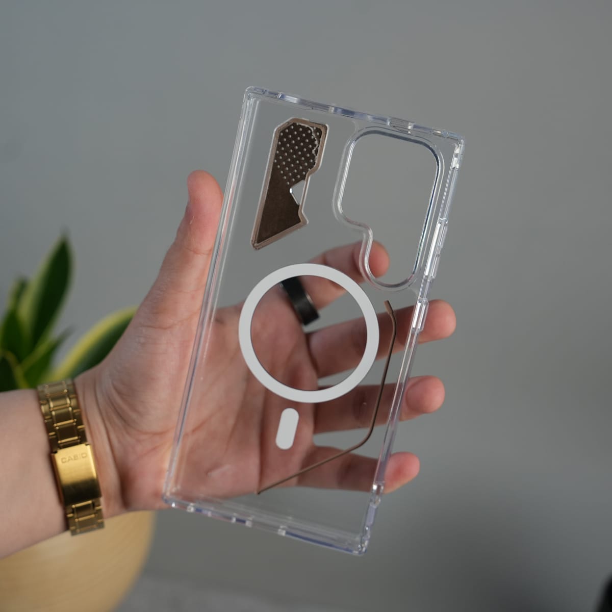 Galaxy S24 Ultra Clear MagSafe Case | Transparent Cover with Metal Grille Design