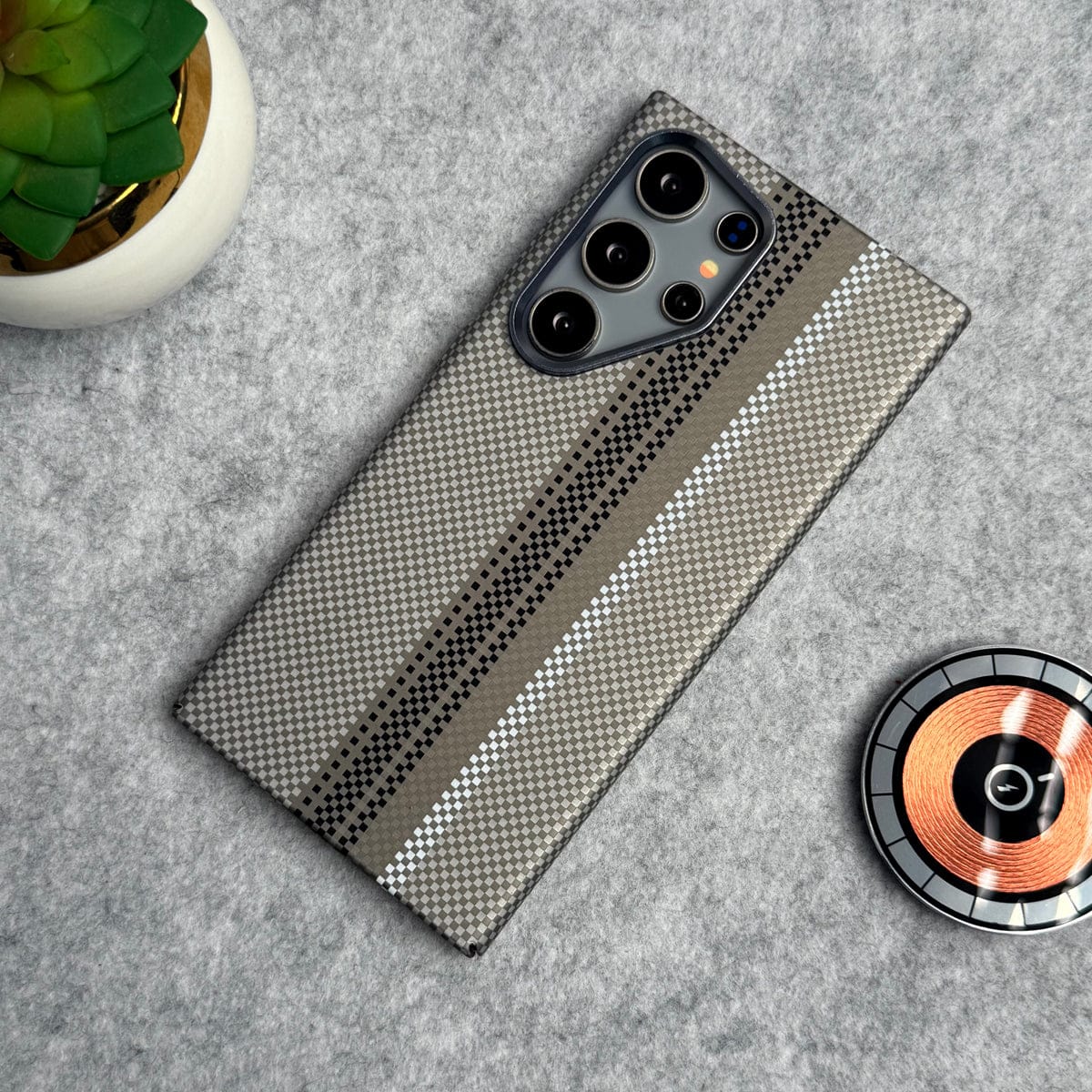 Samsung Galaxy S23 Ultra Carbon Fiber Texture Aramid Design Hard Pc MagSafe Case Cover