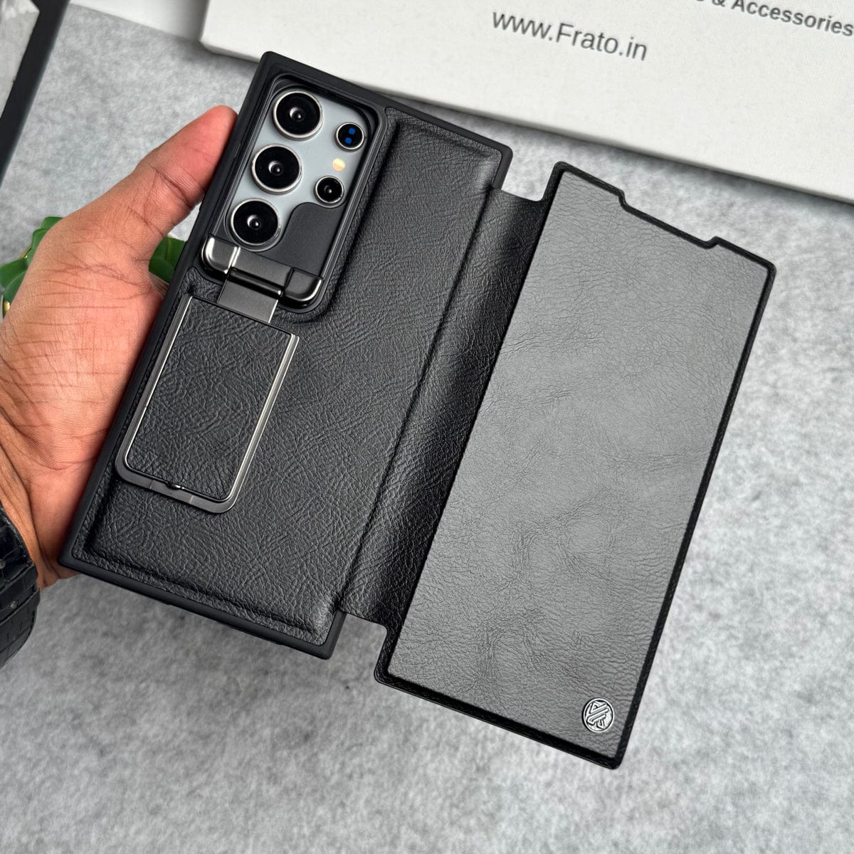 Samsung Galaxy Ultra Series Flip Case With Metal Camera Stand