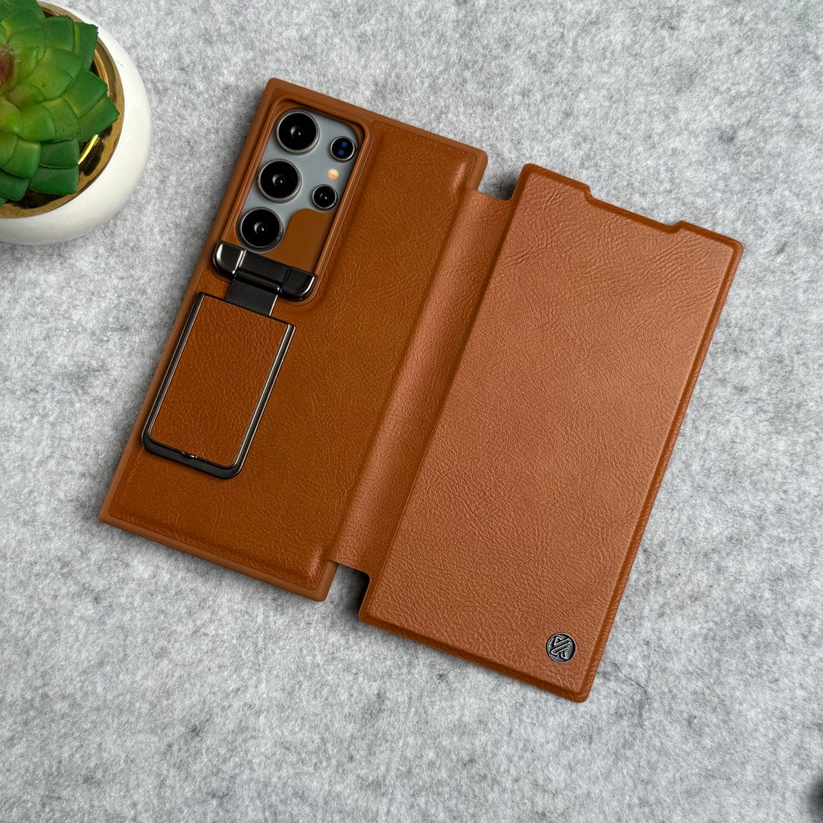 Samsung Galaxy Ultra Series Flip Case With Metal Camera Stand