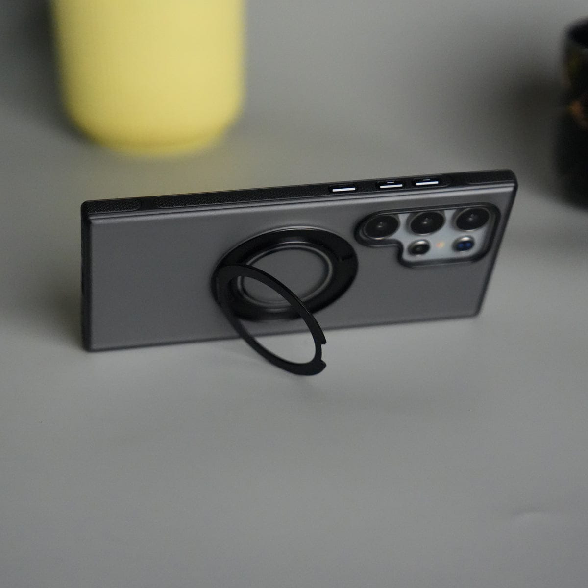 Galaxy S25 Ultra Smoke Frosted Case With Metal Kick Stand