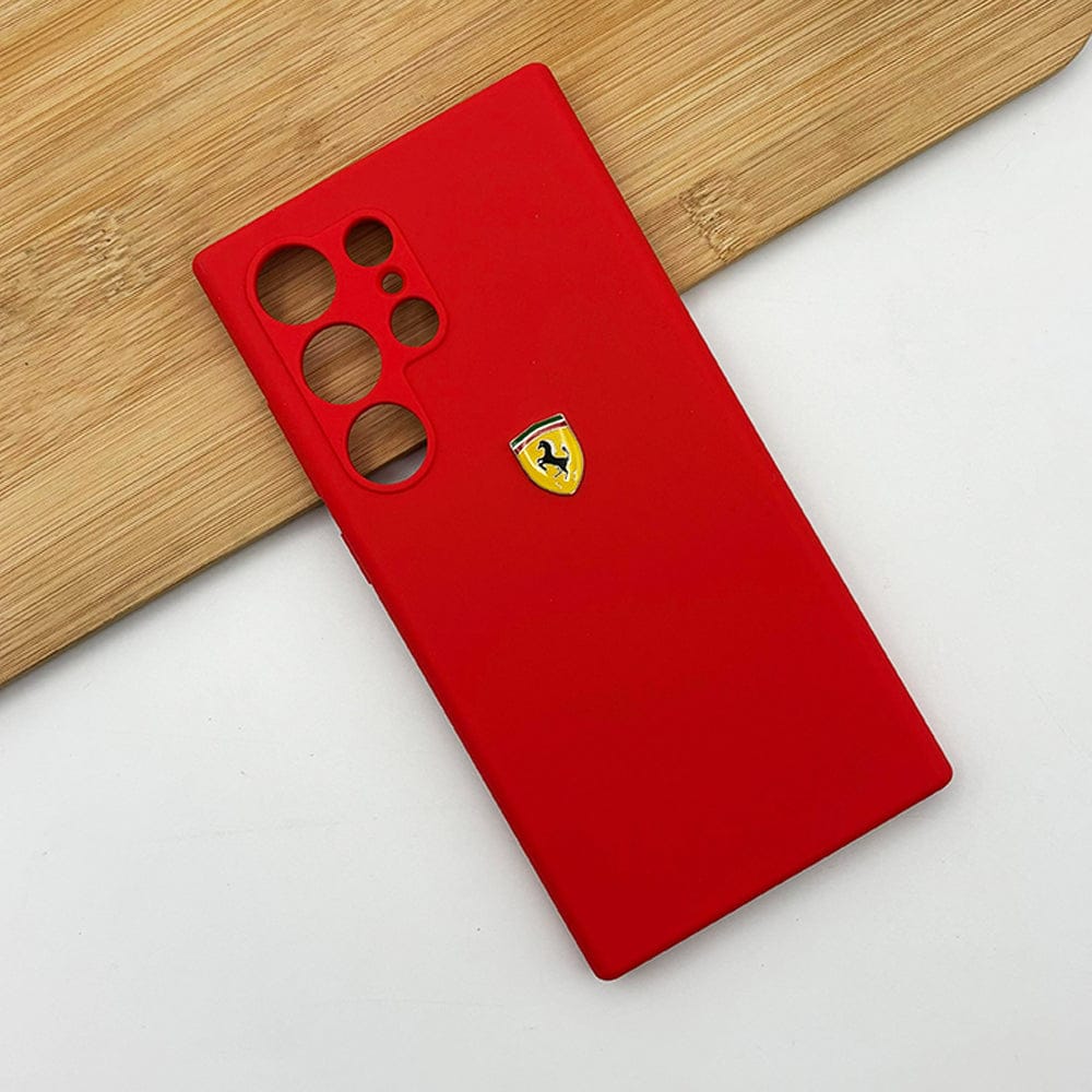Samsung Galaxy S25 Ultra Sports Car Logo Liquid Silicone Case Cover