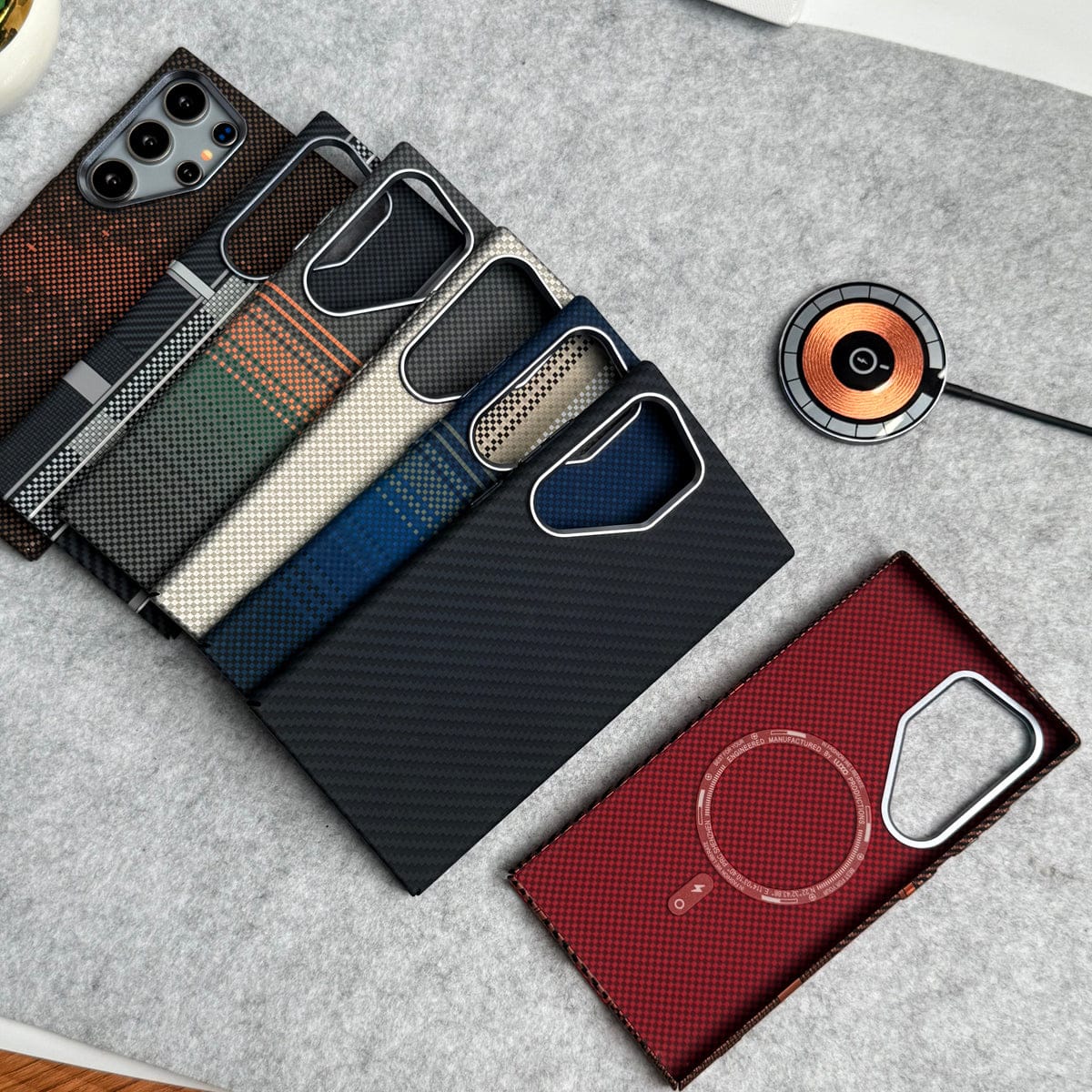 Samsung Galaxy S24 Ultra Carbon Fiber Texture Aramid Design Hard Pc MagSafe Case Cover