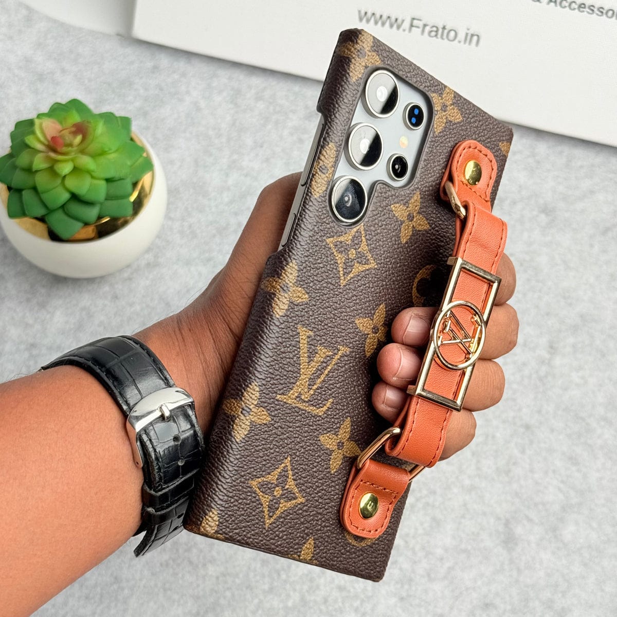 Samsung Galaxy S24 Ultra Luxury Brand Strap Holder Cover