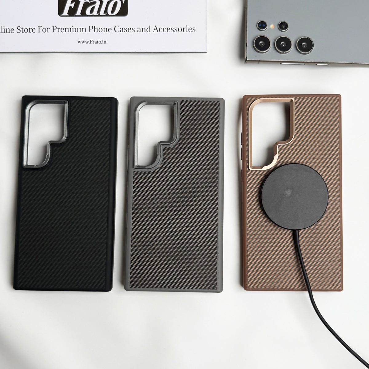 Samsung Galaxy S24 Ultra Premium Carbon Fiber Texture MagSafe Magnetic Case Cover