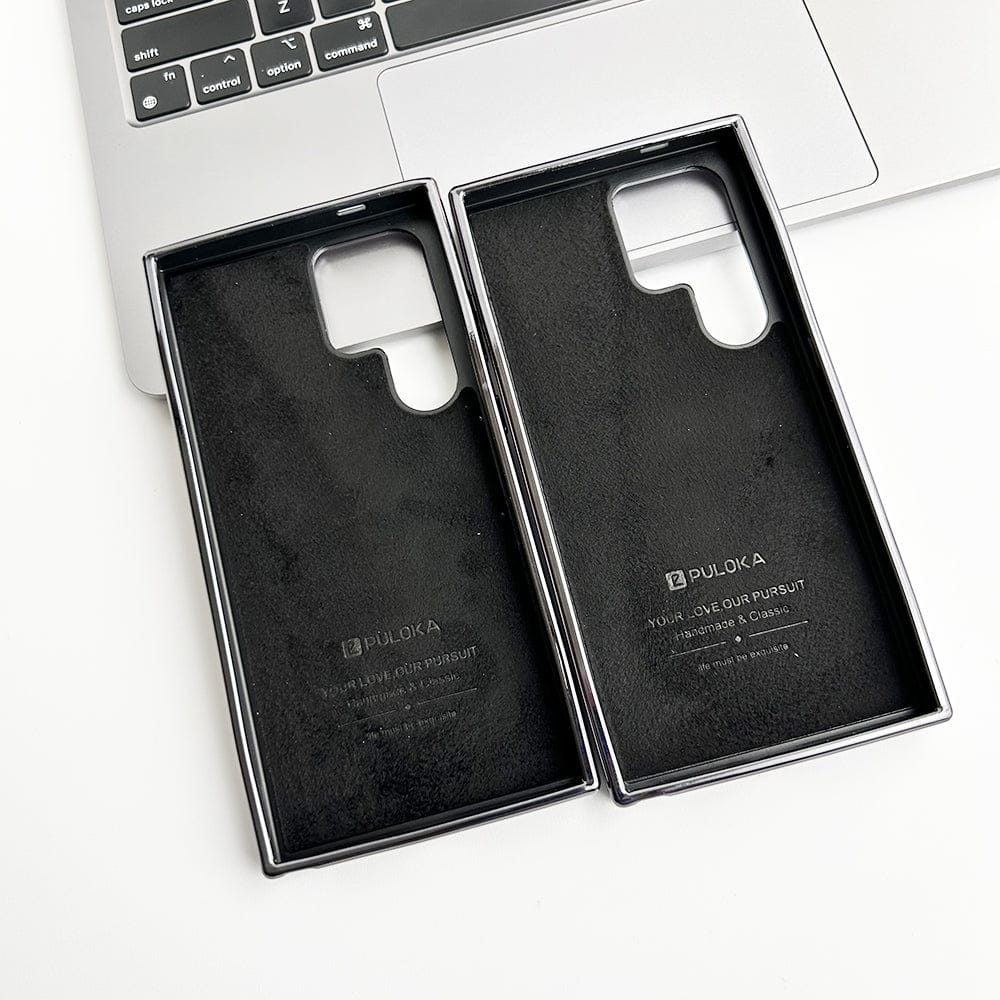 Samsung Galaxy S24 Ultra PU Leather Stitch Chrome Case Cover