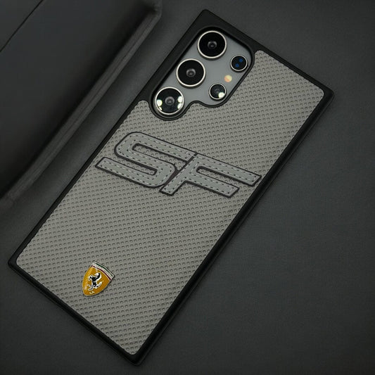 Samsung Galaxy S22 Ultra SF Sports Car Logo PU Leather Case Cover (Grey)