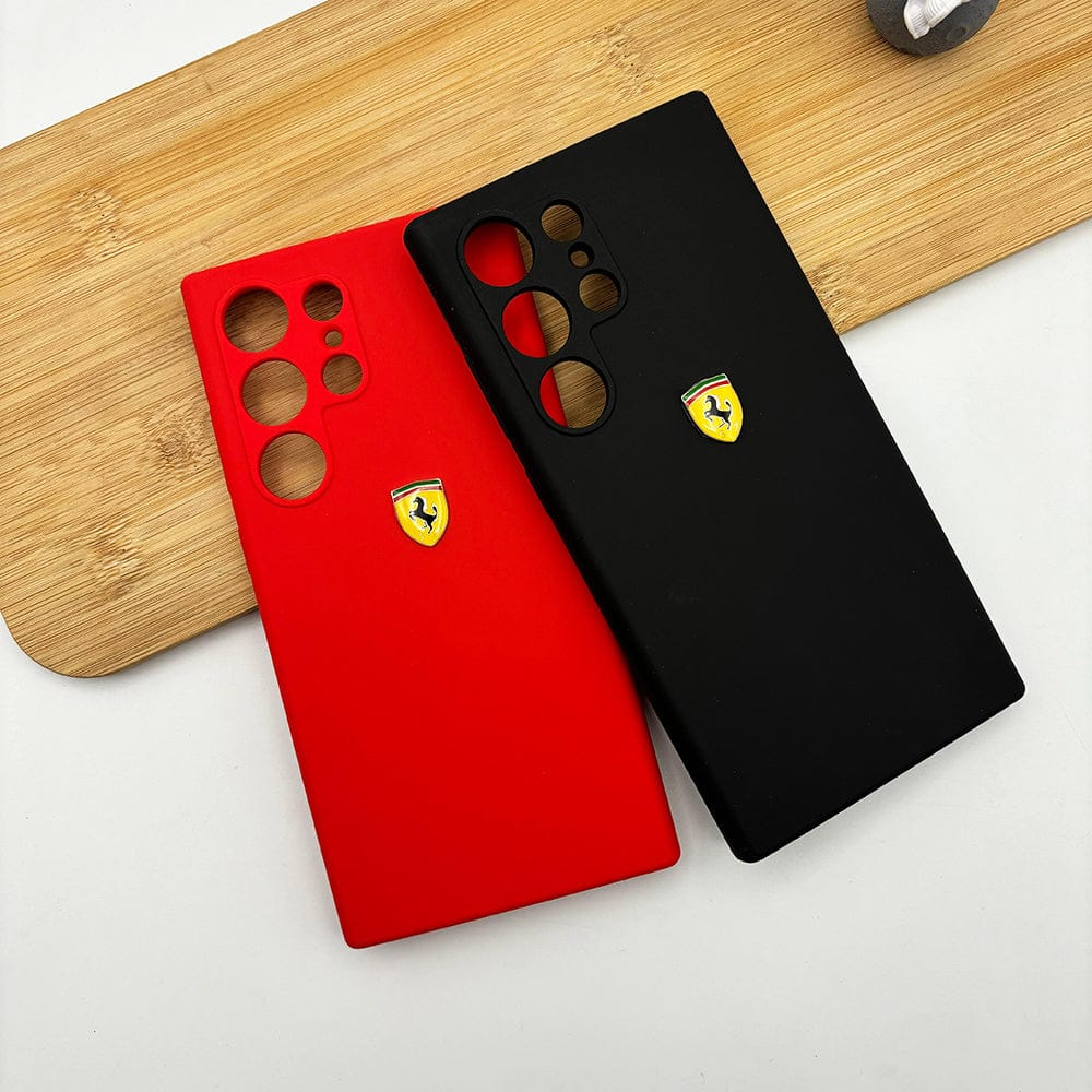 Samsung Galaxy S24 Ultra Sports Car Logo Liquid Silicone Case Cover