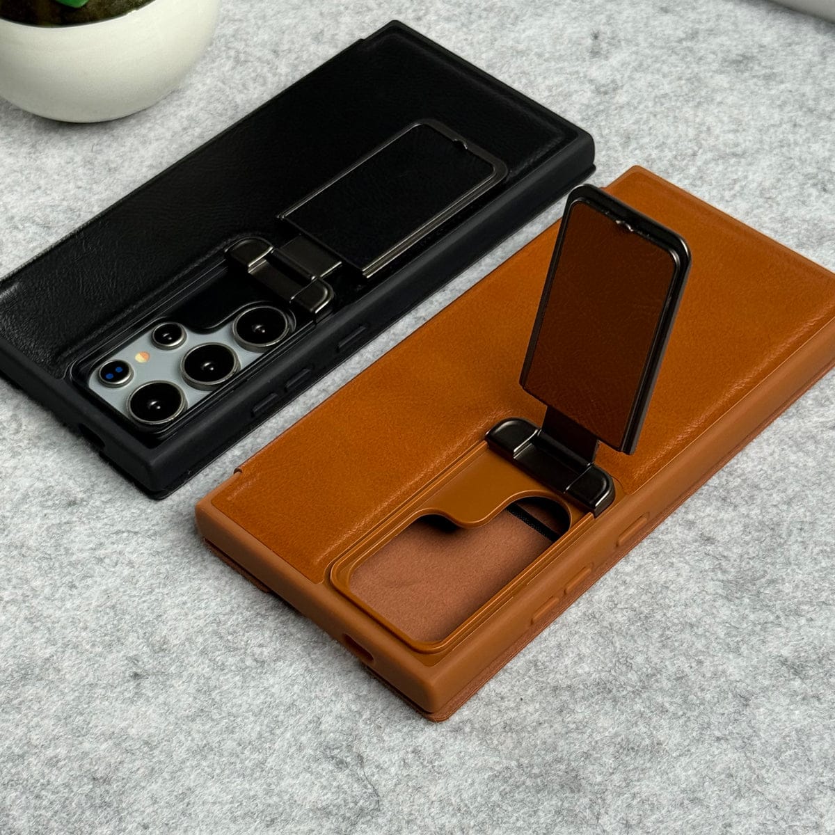 Samsung Galaxy Ultra Series Flip Case With Metal Camera Stand