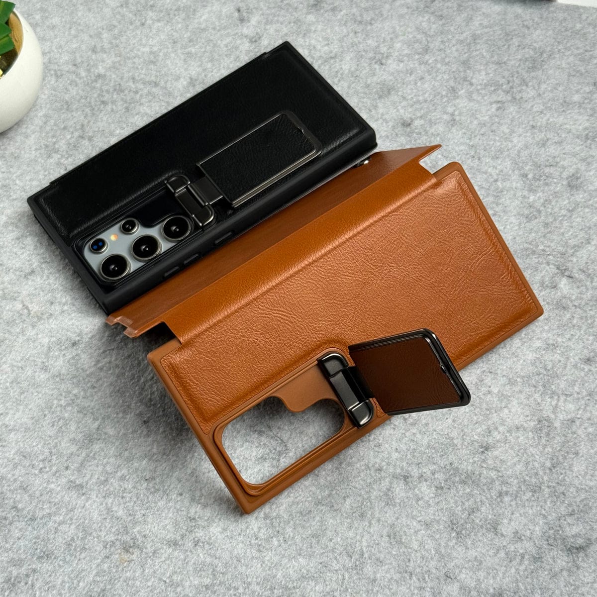 Samsung Galaxy Ultra Series Flip Case With Metal Camera Stand