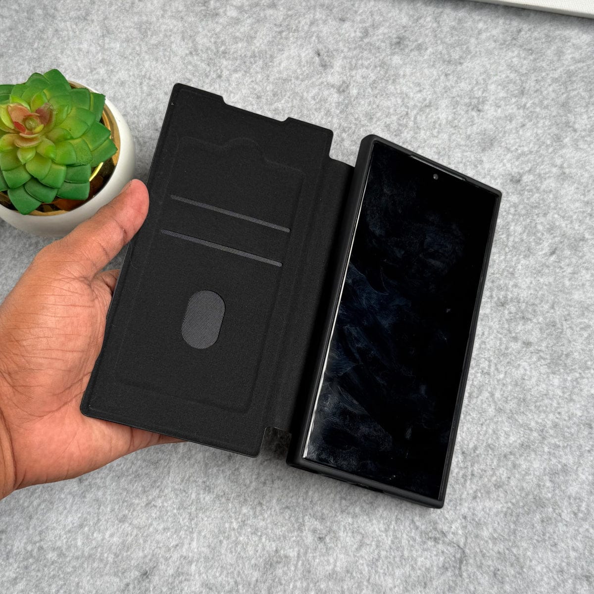 Samsung Galaxy Ultra Series Flip Case With Metal Camera Stand
