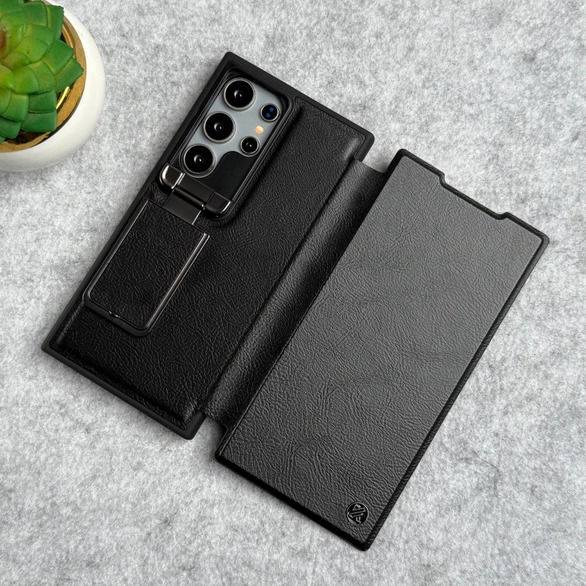 Samsung Galaxy Ultra Series Flip Case With Metal Camera Stand