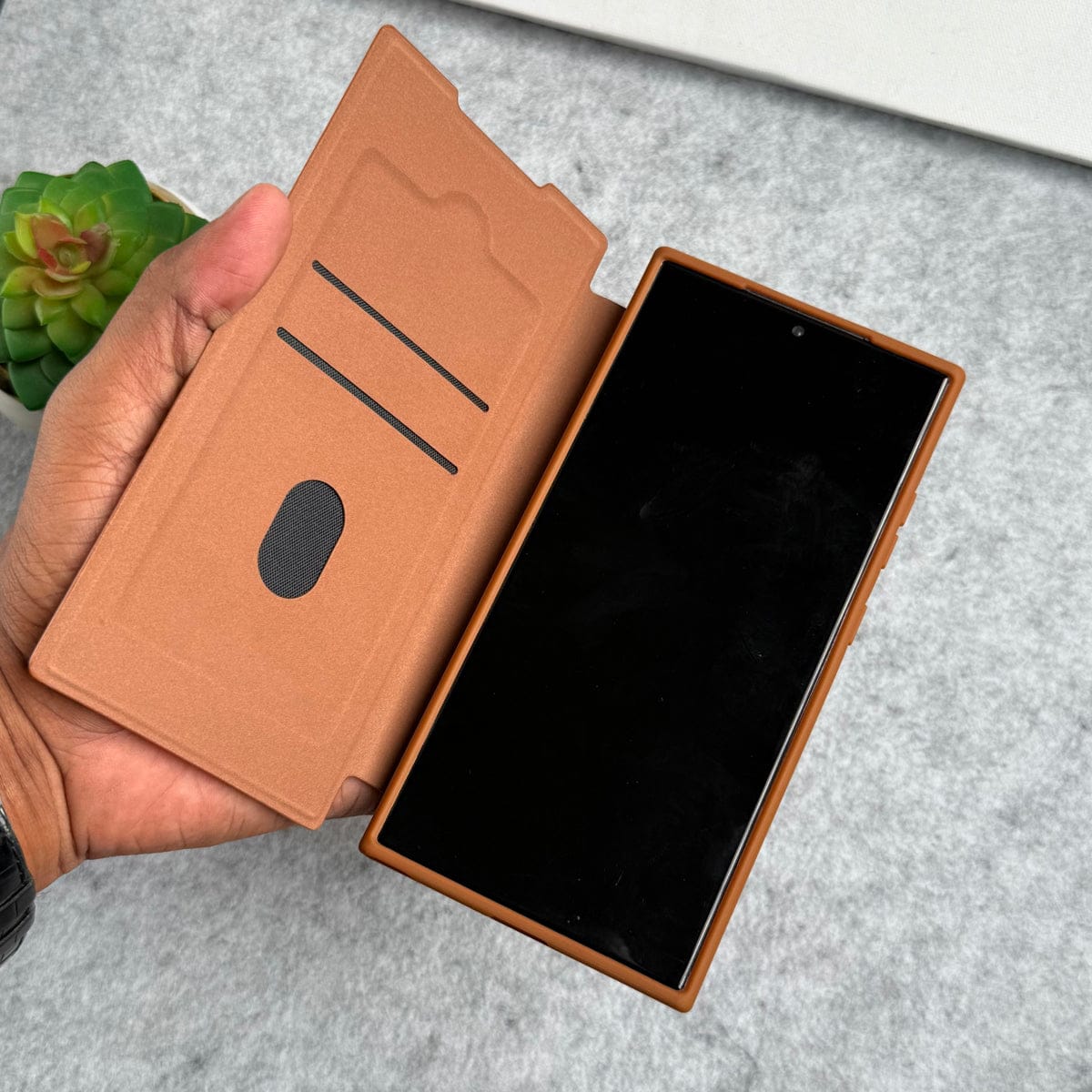 Samsung Galaxy Ultra Series Flip Case With Metal Camera Stand