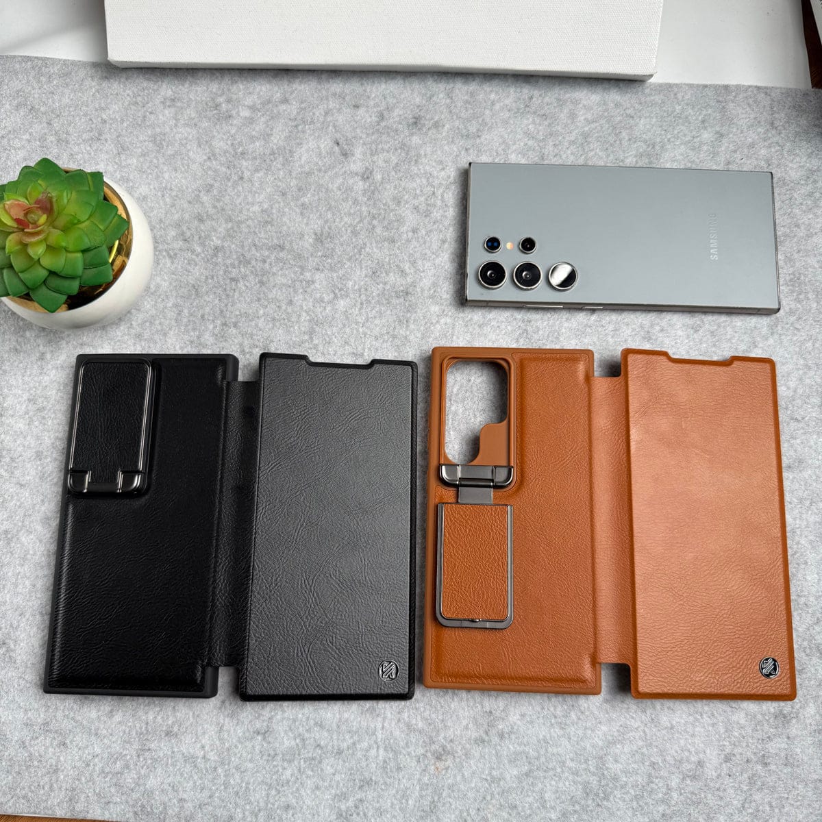 Samsung Galaxy Ultra Series Flip Case With Metal Camera Stand