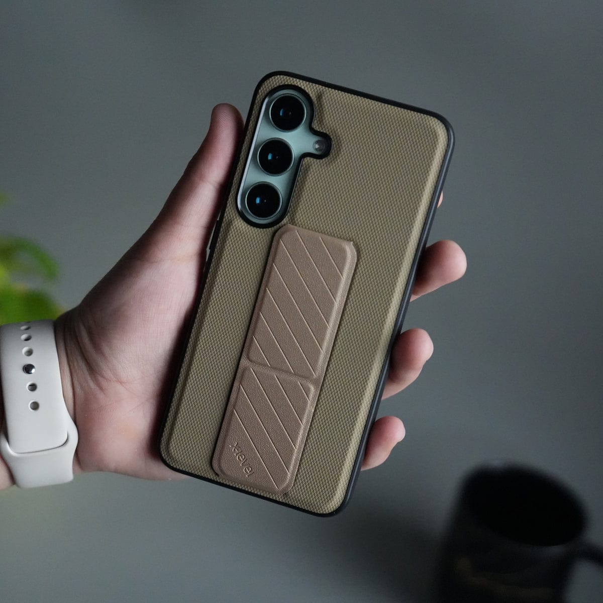 Galaxy S25 GripStand Hybrid Case | Textured Anti-Slip Back with Foldable Kickstand & Secure Hand Strap