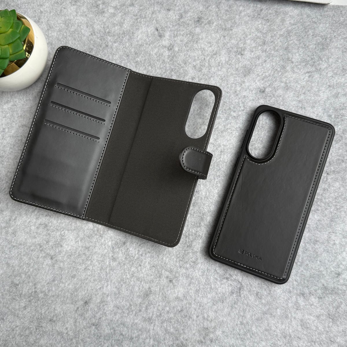 Samsung Galaxy S25 Edge Leather Flip 2 in 1 Detachable Front and Back Wallet Case Cover