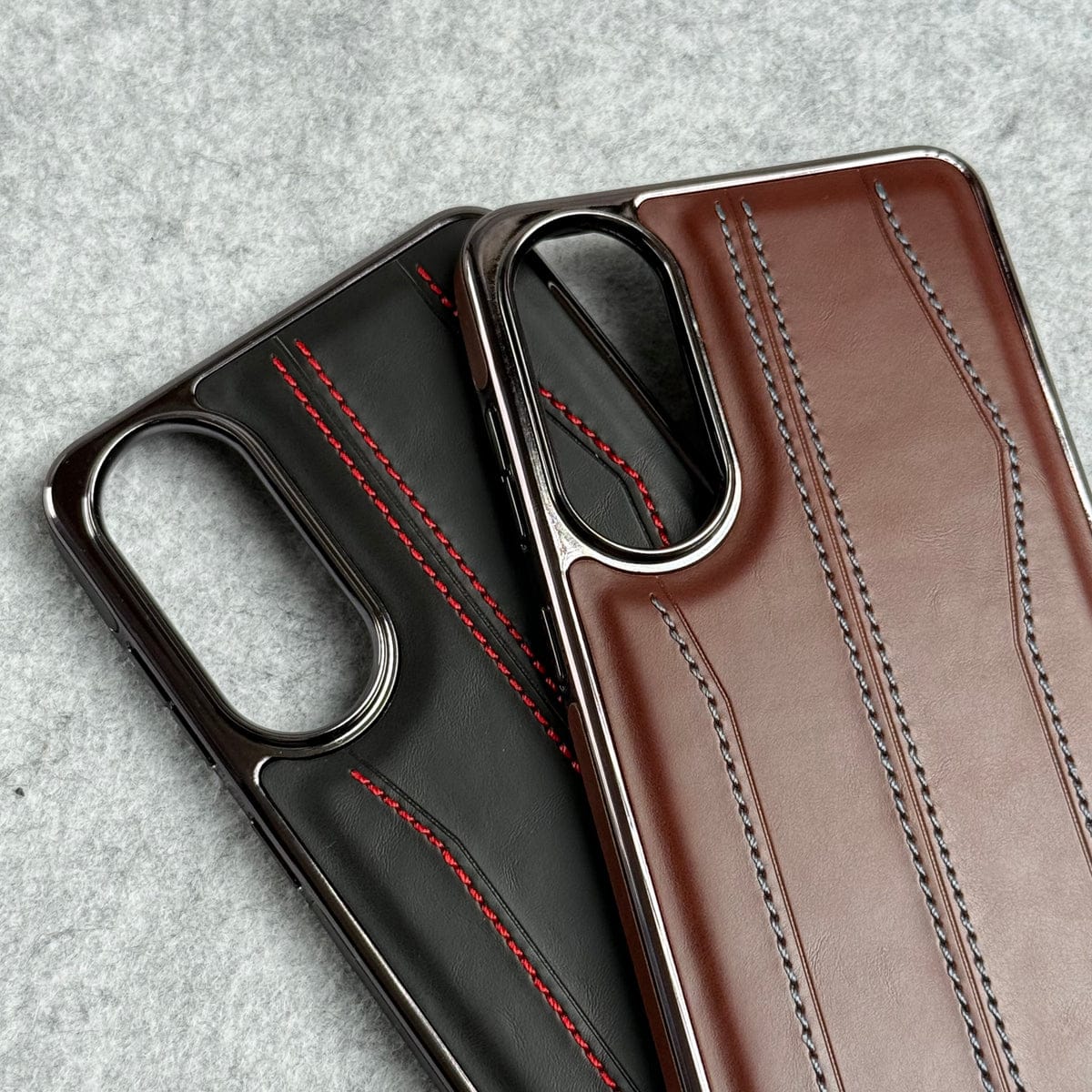 Samsung Galaxy S25 Edge PU Leather Stitch Chrome Case Cover