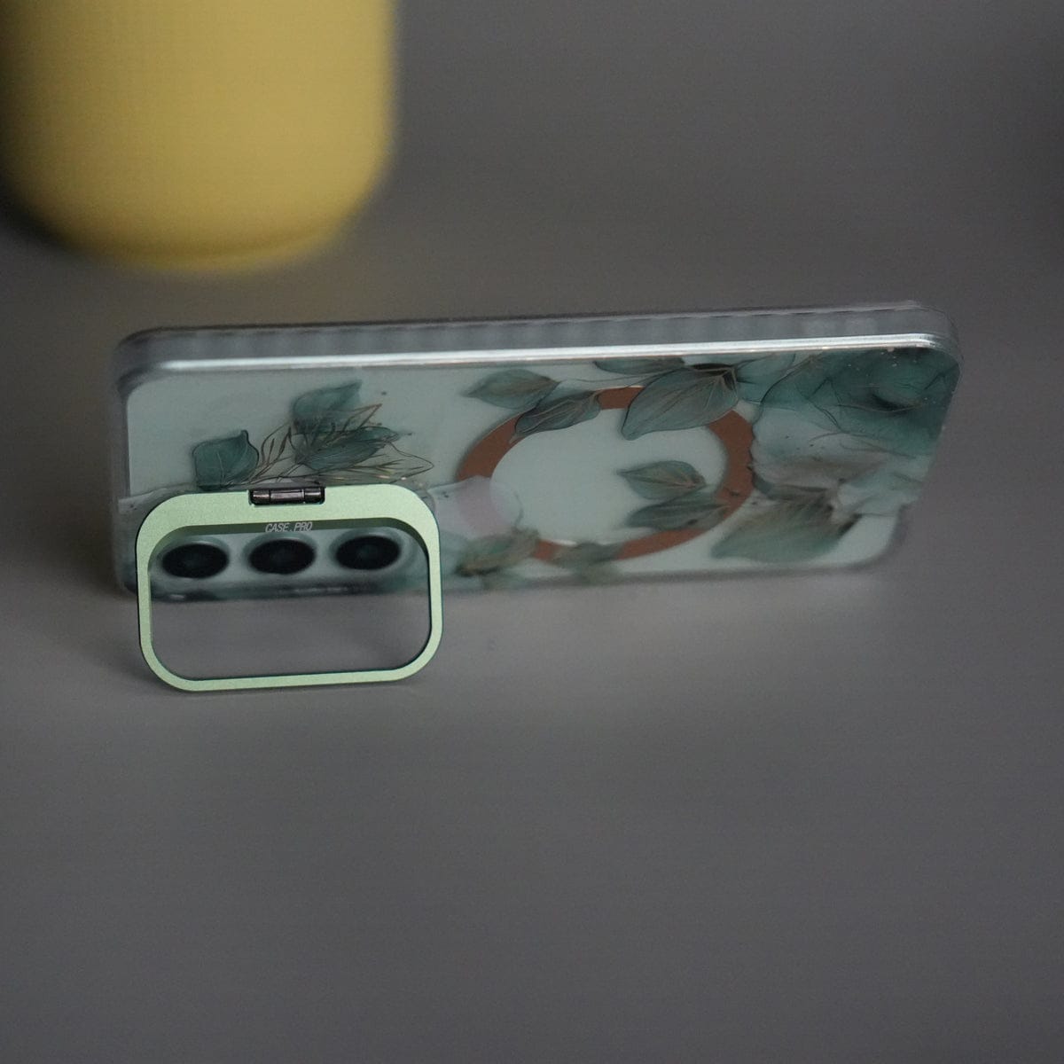 Galaxy S24 FloraCrystal Clear Floral Design Case with Color Metal Camera Stand Frame
