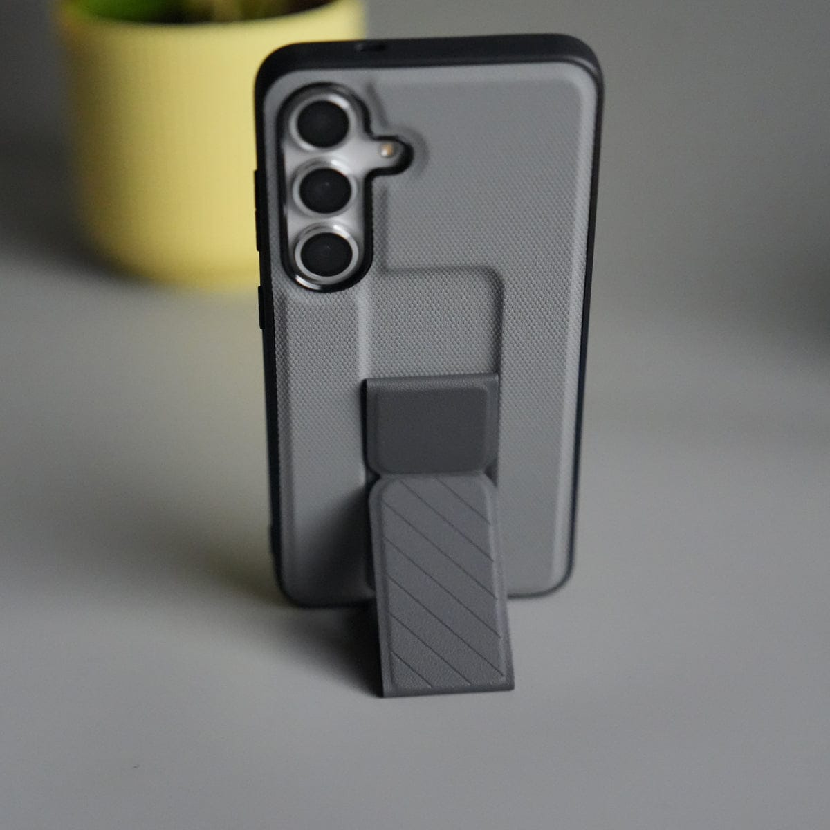 Galaxy S25 GripStand Hybrid Case | Textured Anti-Slip Back with Foldable Kickstand & Secure Hand Strap