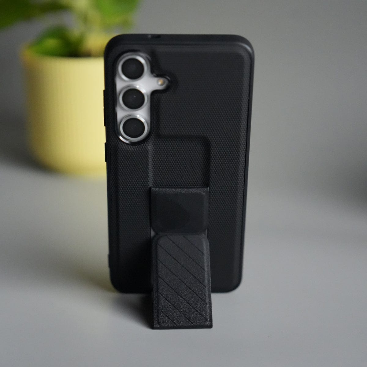 Galaxy S25 GripStand Hybrid Case | Textured Anti-Slip Back with Foldable Kickstand & Secure Hand Strap