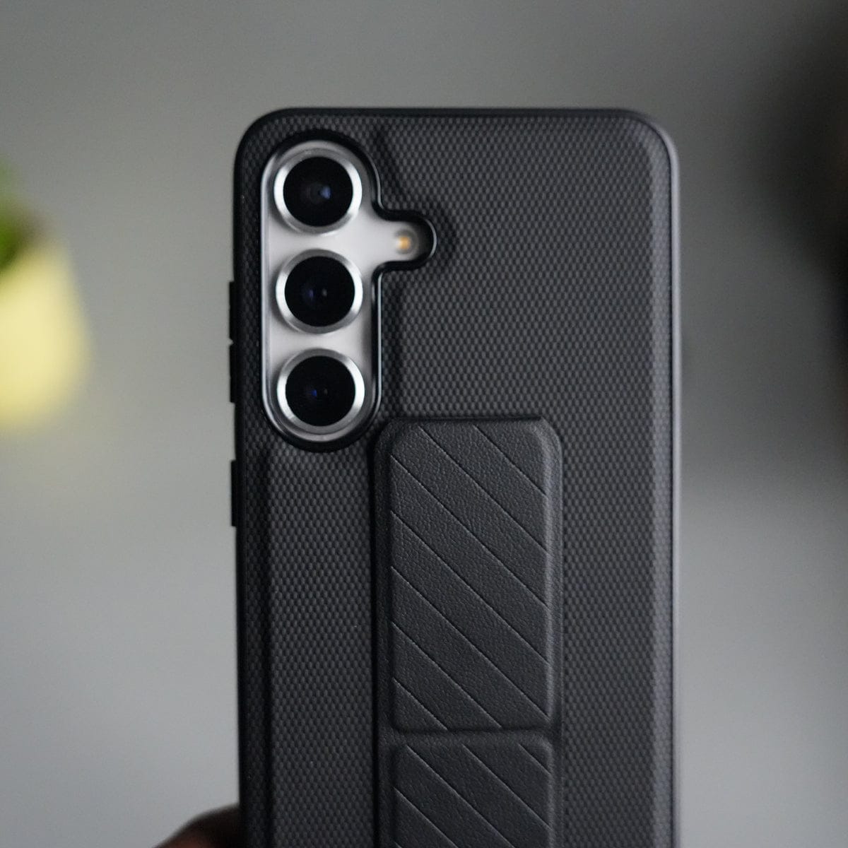 Galaxy S25 GripStand Hybrid Case | Textured Anti-Slip Back with Foldable Kickstand & Secure Hand Strap