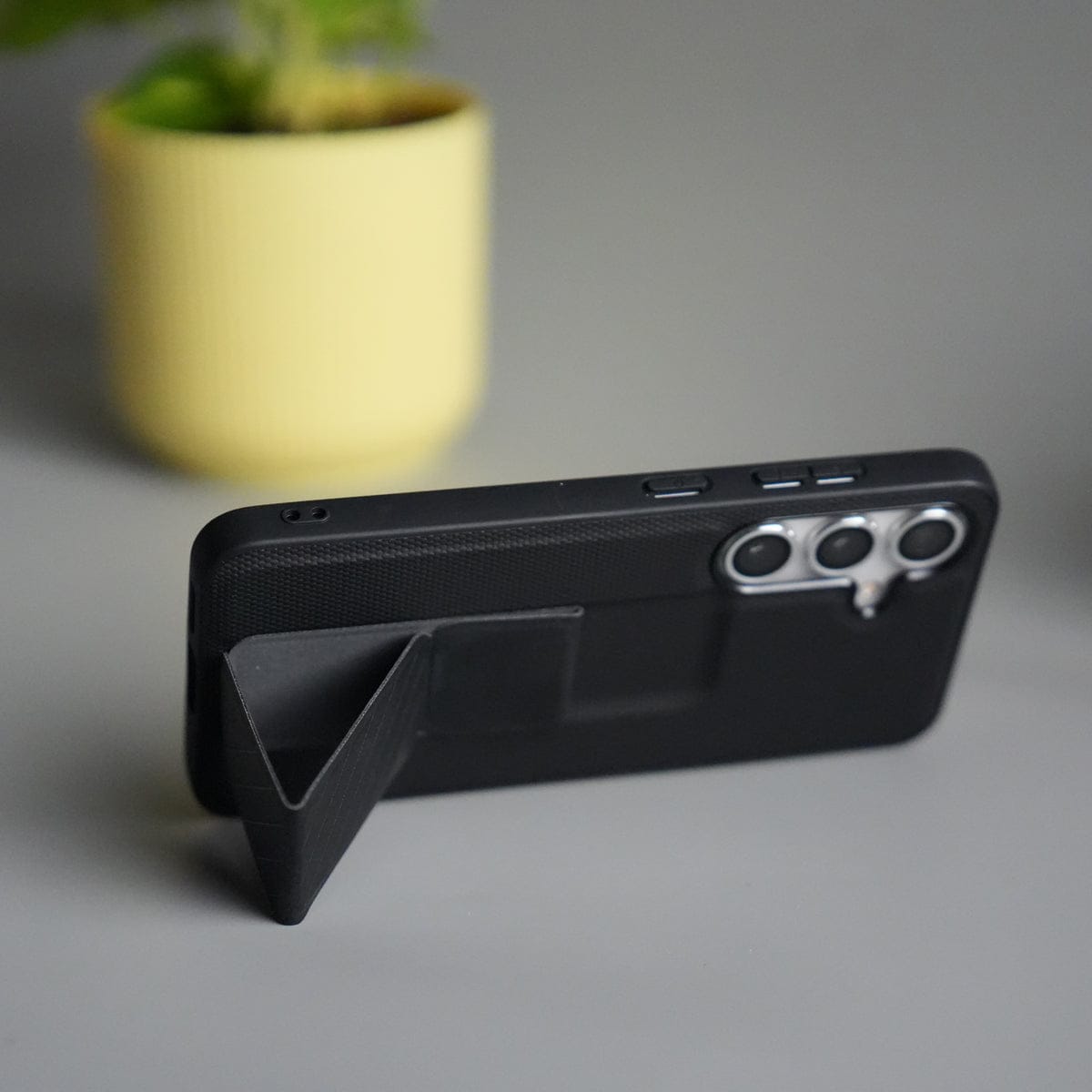 Galaxy S25 GripStand Hybrid Case | Textured Anti-Slip Back with Foldable Kickstand & Secure Hand Strap