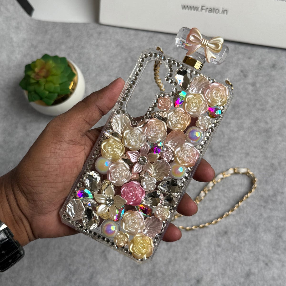 Samsung Galaxy S25 Perfume Rhinestone Diamond Design Sling Girly Cover