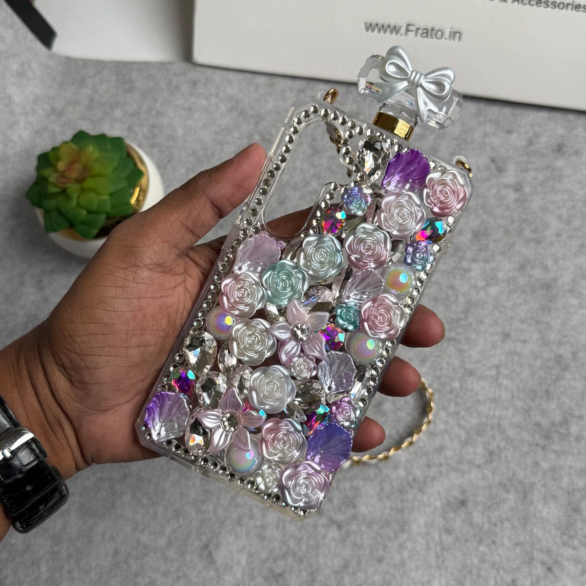 Samsung Galaxy S25 Perfume Rhinestone Diamond Design Sling Girly Cover