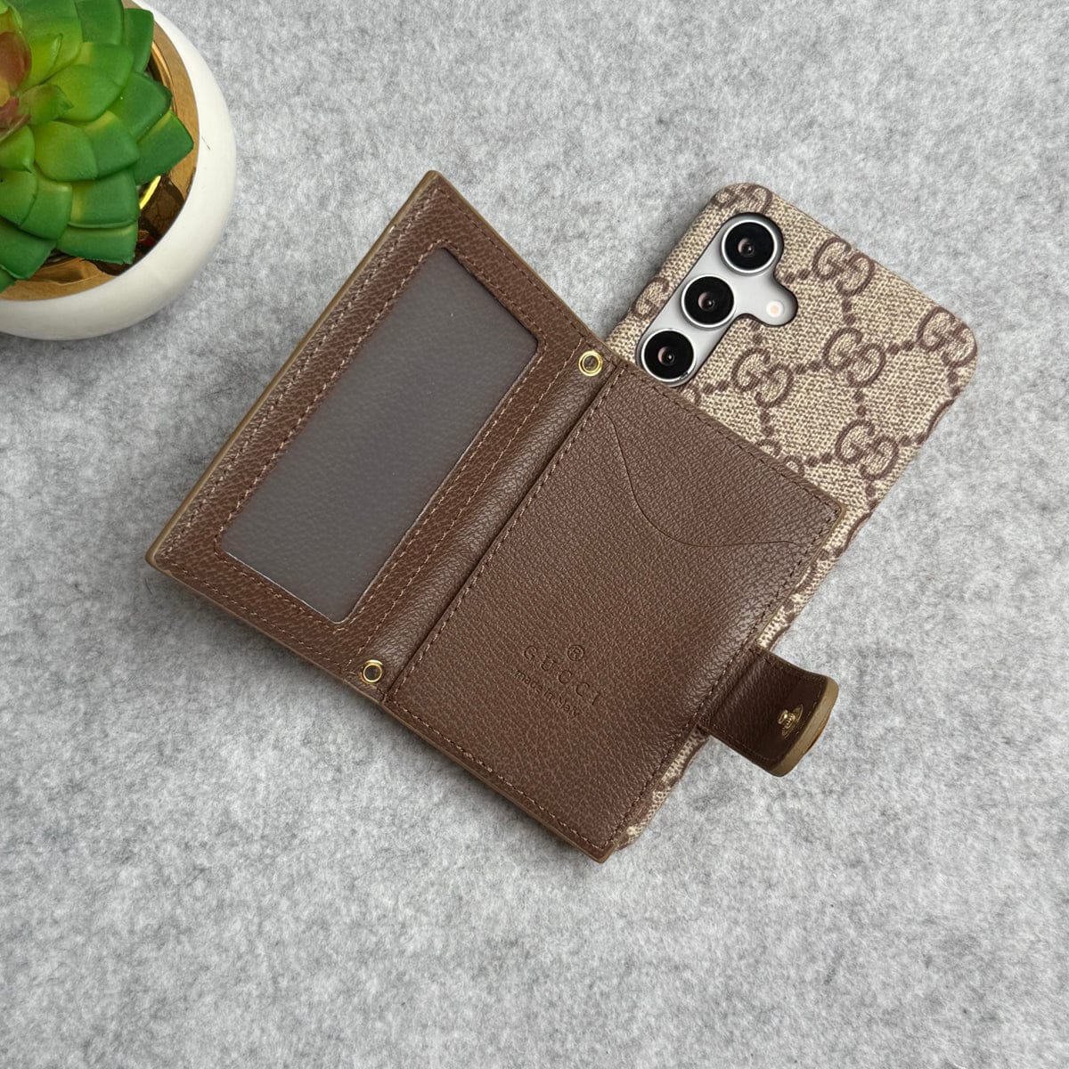 Samsung Galaxy S23 FE Luxury Brand GG Wallet Case Cover