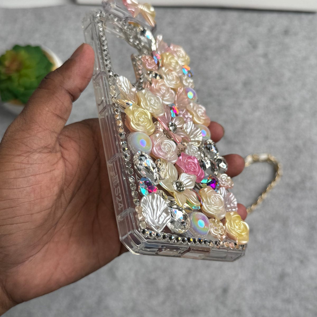 Samsung Galaxy S25 Perfume Rhinestone Diamond Design Sling Girly Cover