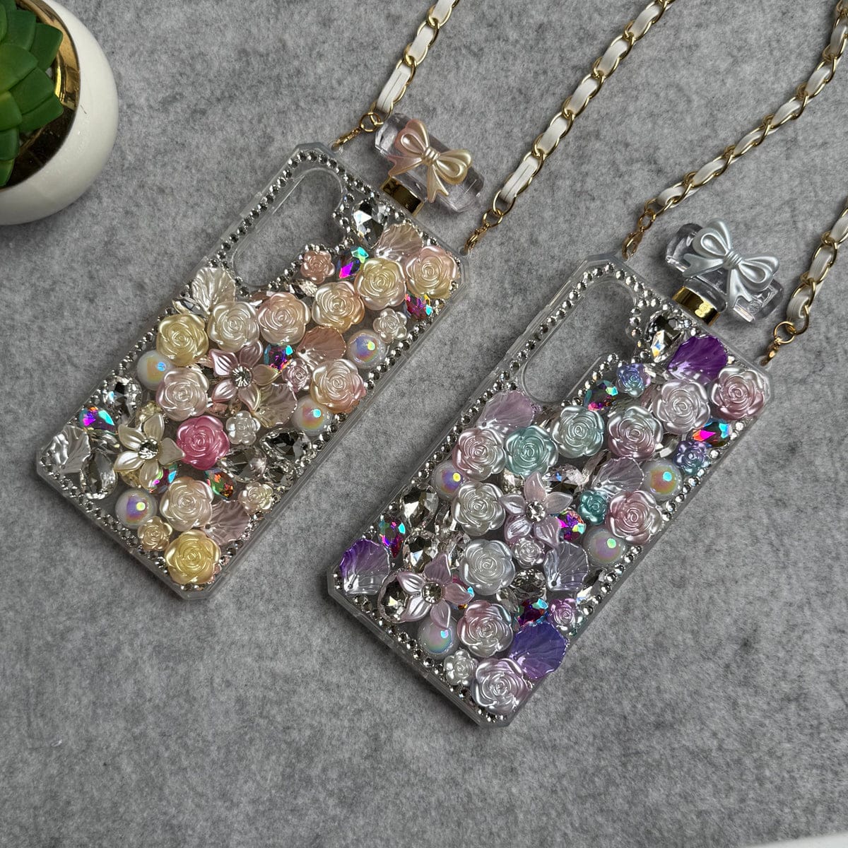 Samsung Galaxy S25 Perfume Rhinestone Diamond Design Sling Girly Cover