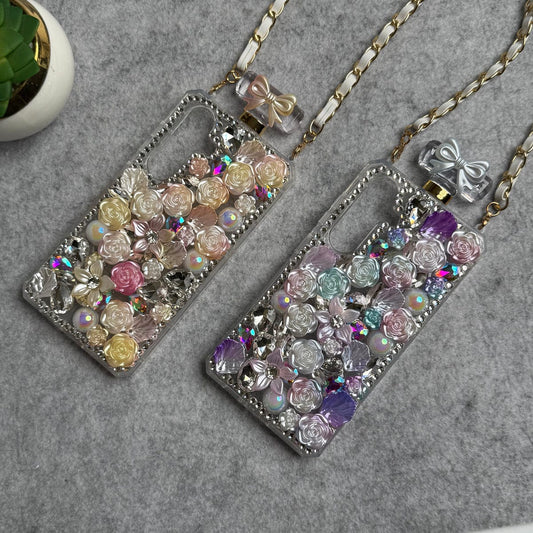 Samsung Galaxy S25 Perfume Rhinestone Diamond Design Sling Girly Cover