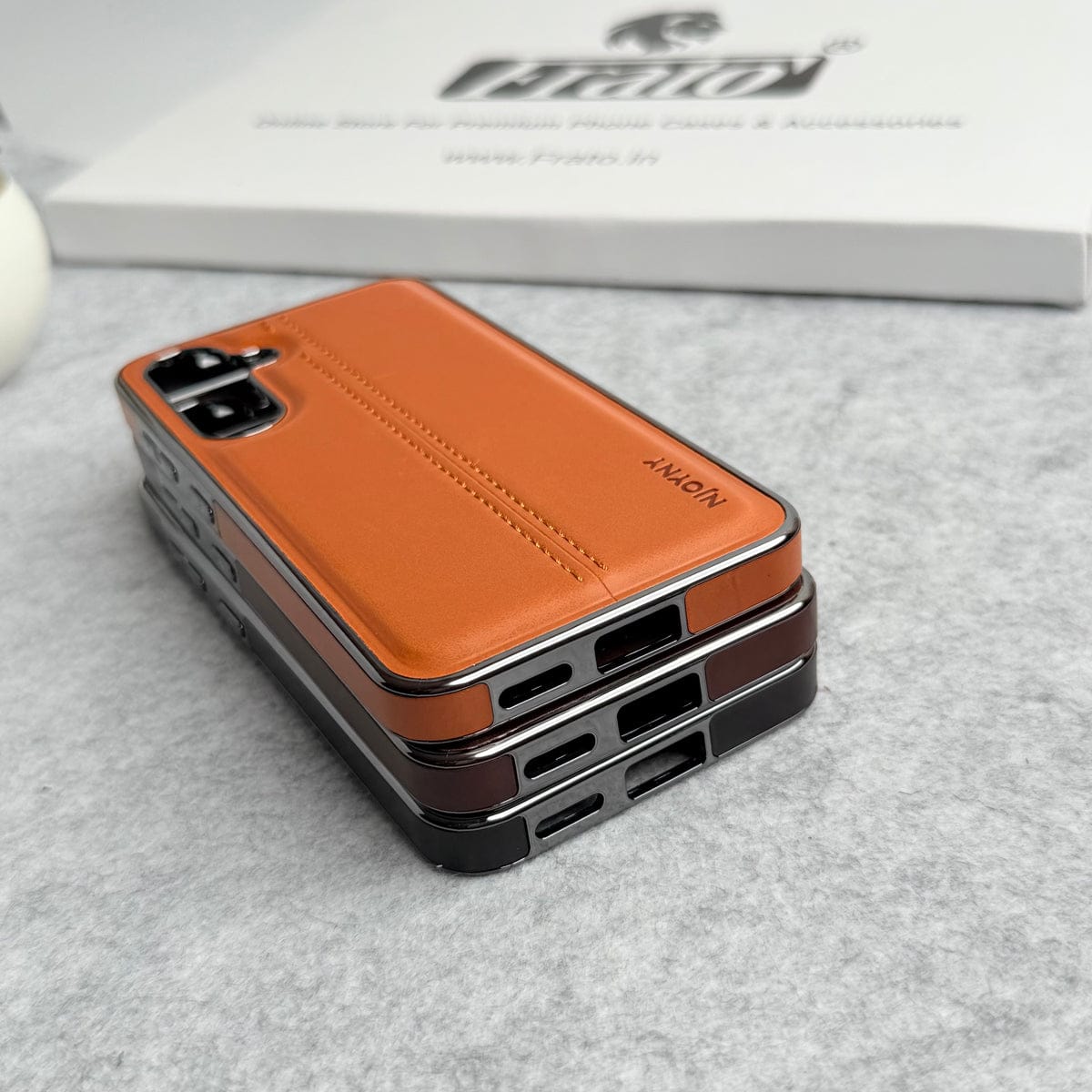 Samsung Galaxy S25 PU Leather Middle Stitch Side Chrome Case Cover