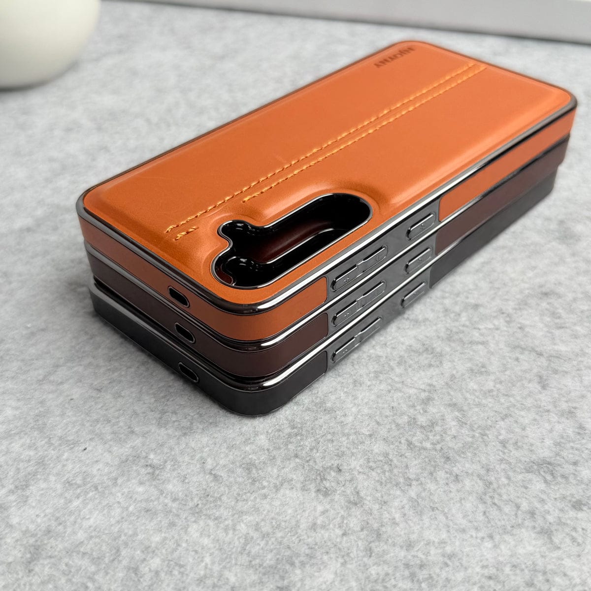 Samsung Galaxy S25 PU Leather Middle Stitch Side Chrome Case Cover
