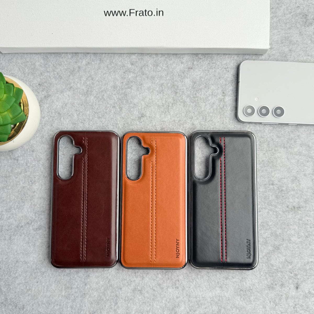 Samsung Galaxy S25 PU Leather Middle Stitch Side Chrome Case Cover