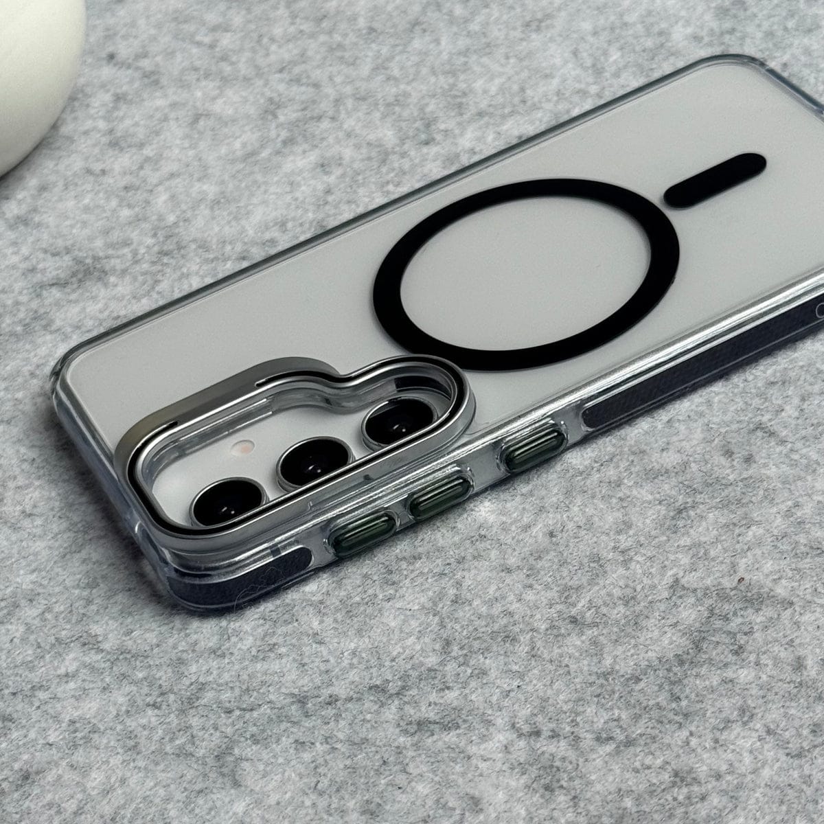 Samsung Galaxy S25FE Transparent MagSafe Cover With Metal Camera Bump Kick Stand
