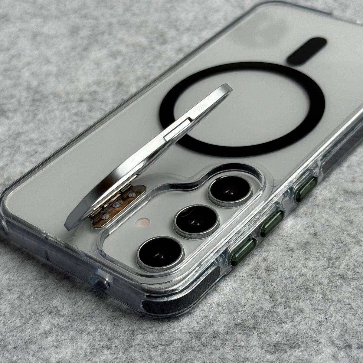Samsung Galaxy S24 Transparent MagSafe Cover With Metal Camera Bump Kick Stand