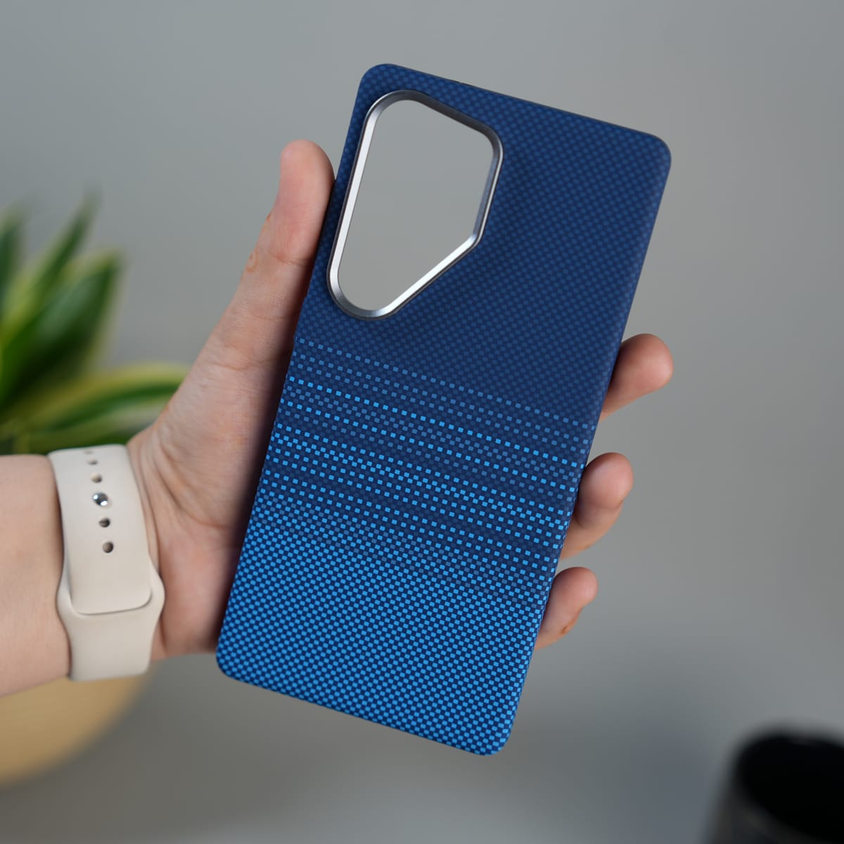 Galaxy S24 Ultra Carbon Fiber Texture Design Hard Pc MagSafe Case Cover BlueDot
