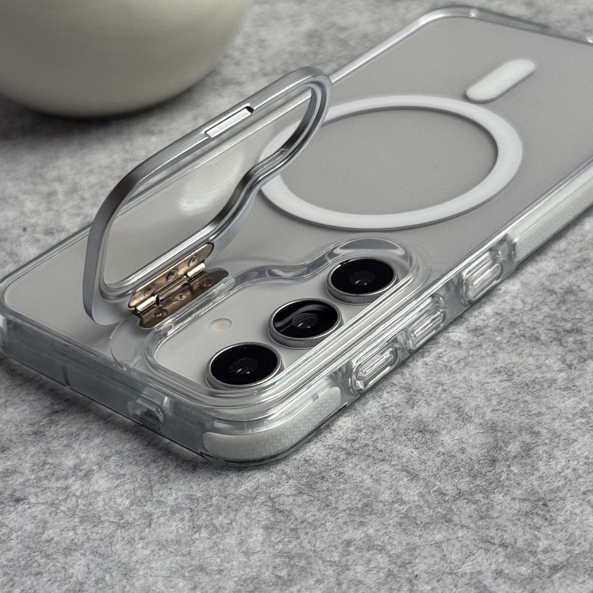 Samsung Galaxy S25 FE Transparent MagSafe Cover Metal Camera Bump Kick Stand