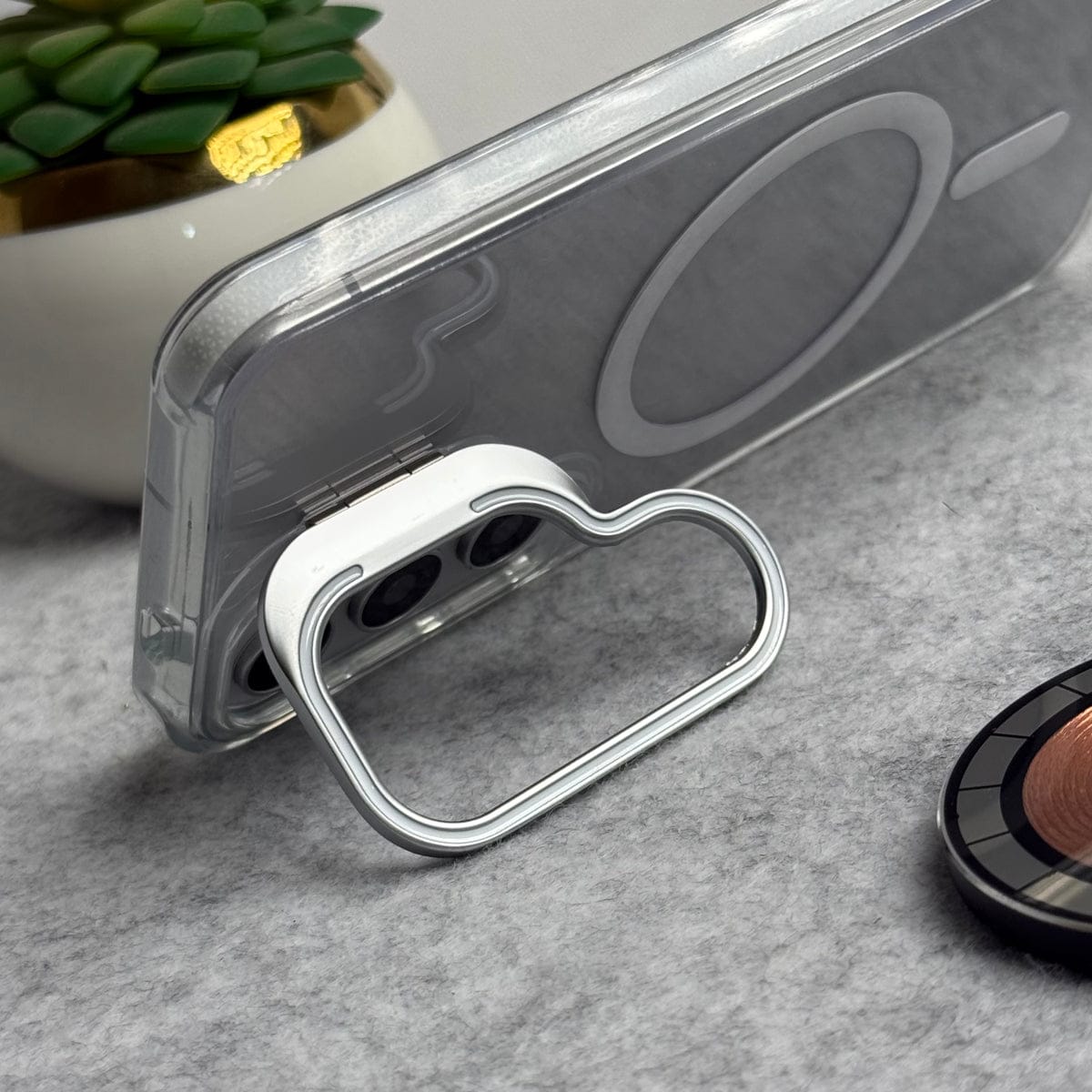 Samsung Galaxy S25 FE Transparent MagSafe Cover Metal Camera Bump Kick Stand