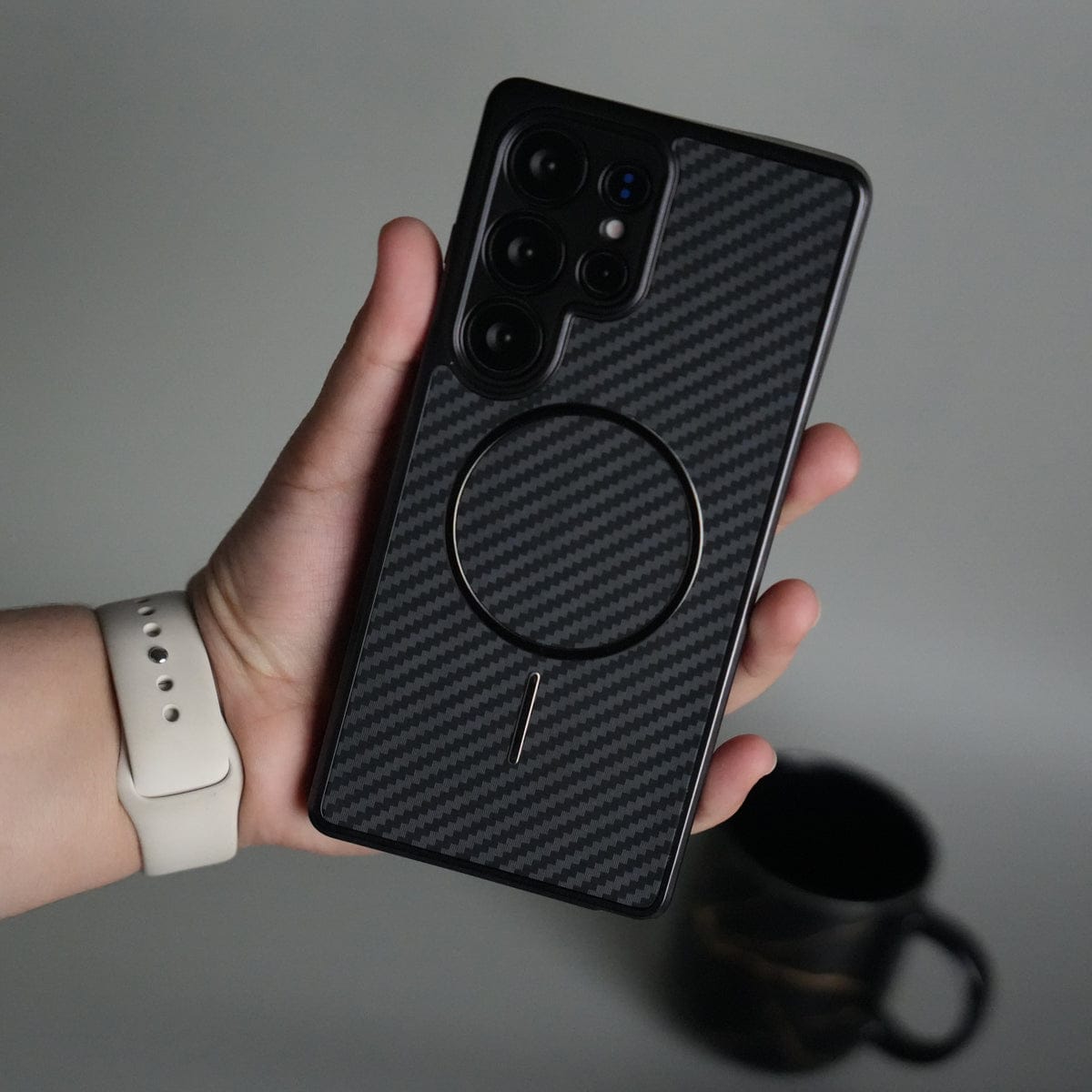 Galaxy S25 Ultra Carbon Design Mag Ring Case Slim Protective Cover