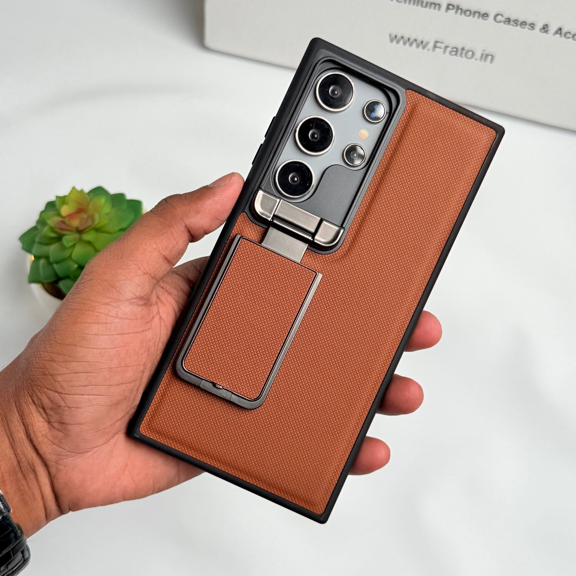 Samsung Galaxy S24 Ultra Metal Camera Cap Stand Case Cover