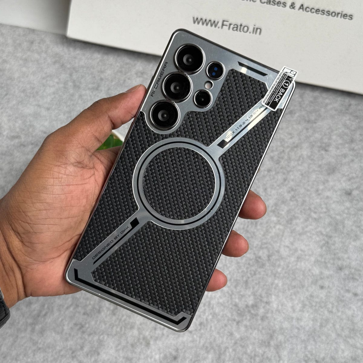 Samsung Galaxy S25 Ultra Z Shape Electroplated Magnetic PU Leather Wireless Charging Case Cover